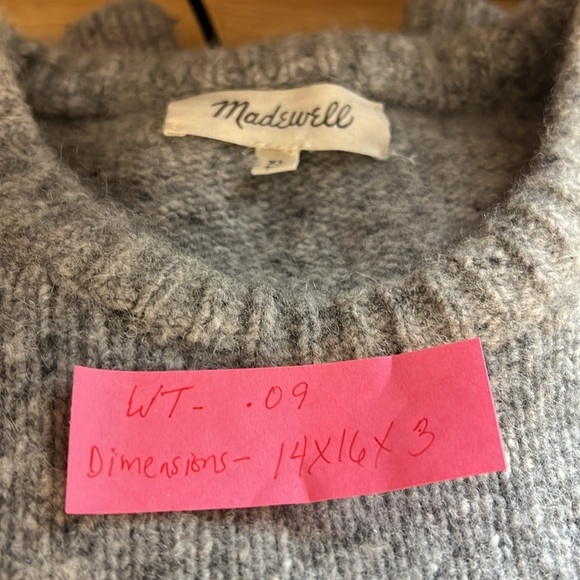 Madewell Womens Grey Merino Wool Blend Alpaca Blend Crew Neck Sweater Size XL - Picture 14 of 15
